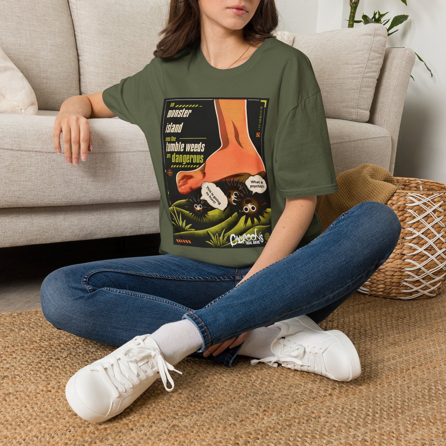 Monster Island T‑Shirt — Retro Horror 'Tumble Weeds Are Dangerous' Graphic Tee