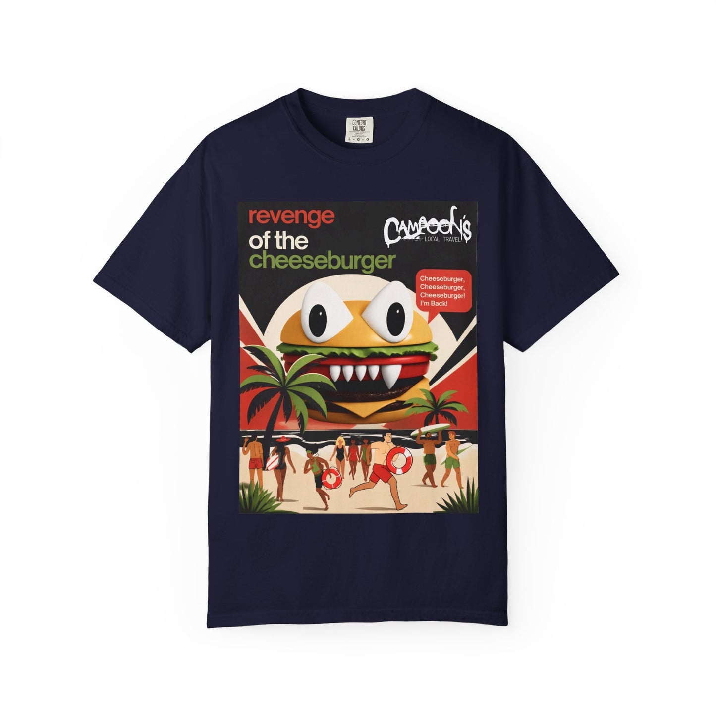 Revenge of the Cheeseburger T-Shirt – Retro Beach Monster Graphic Tee