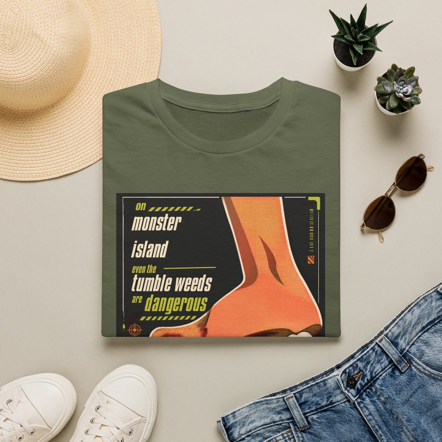 Monster Island T‑Shirt — Retro Horror 'Tumble Weeds Are Dangerous' Graphic Tee