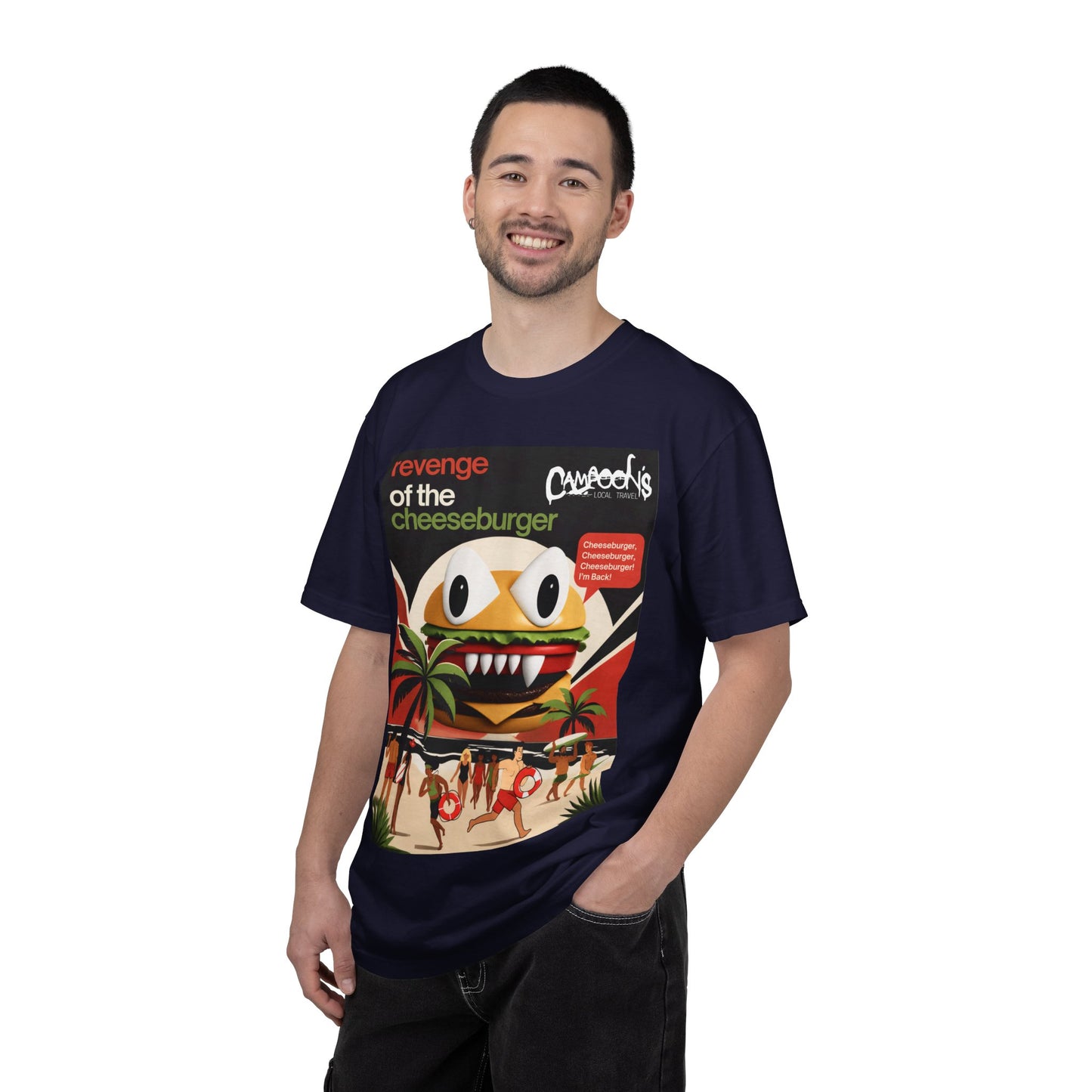 Revenge of the Cheeseburger T-Shirt – Retro Beach Monster Graphic Tee