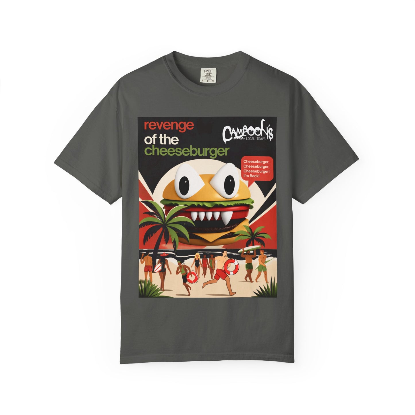 Revenge of the Cheeseburger T-Shirt – Retro Beach Monster Graphic Tee