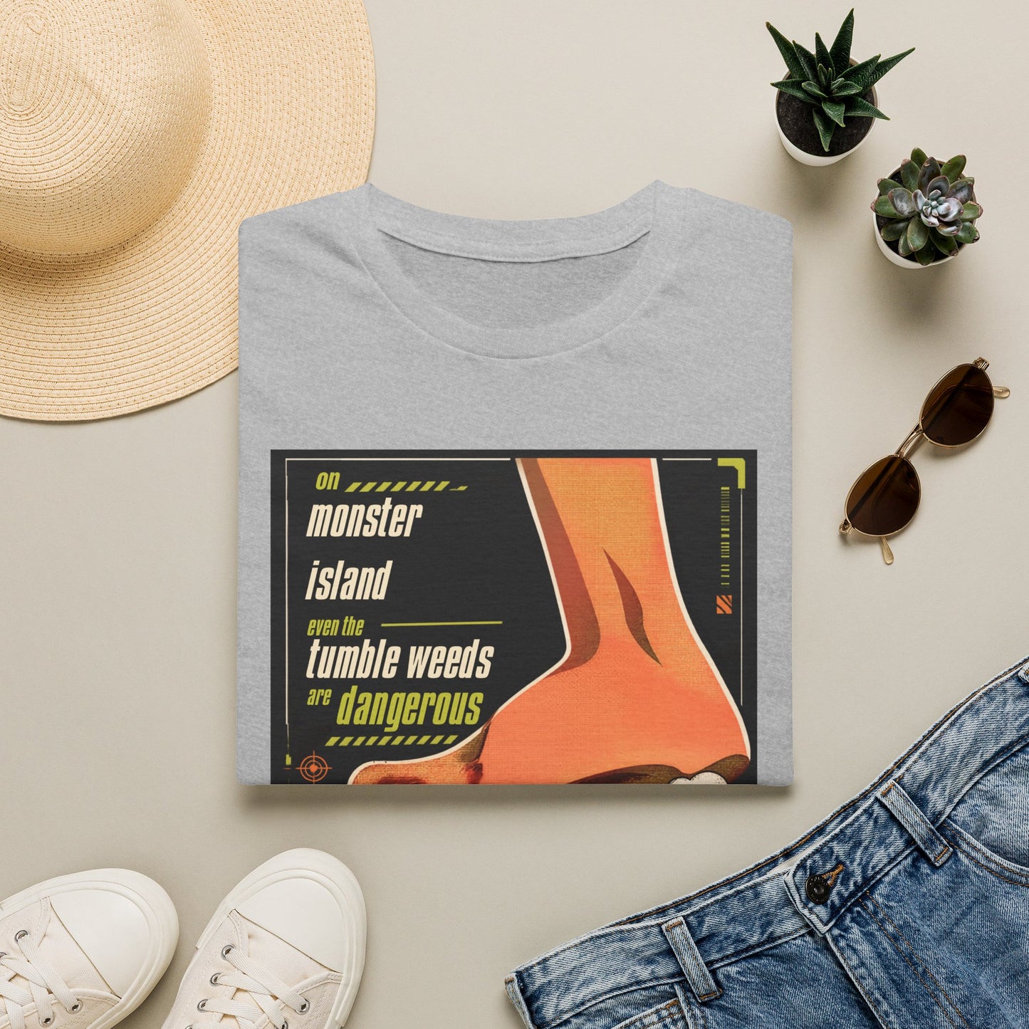Monster Island T‑Shirt — Retro Horror 'Tumble Weeds Are Dangerous' Graphic Tee