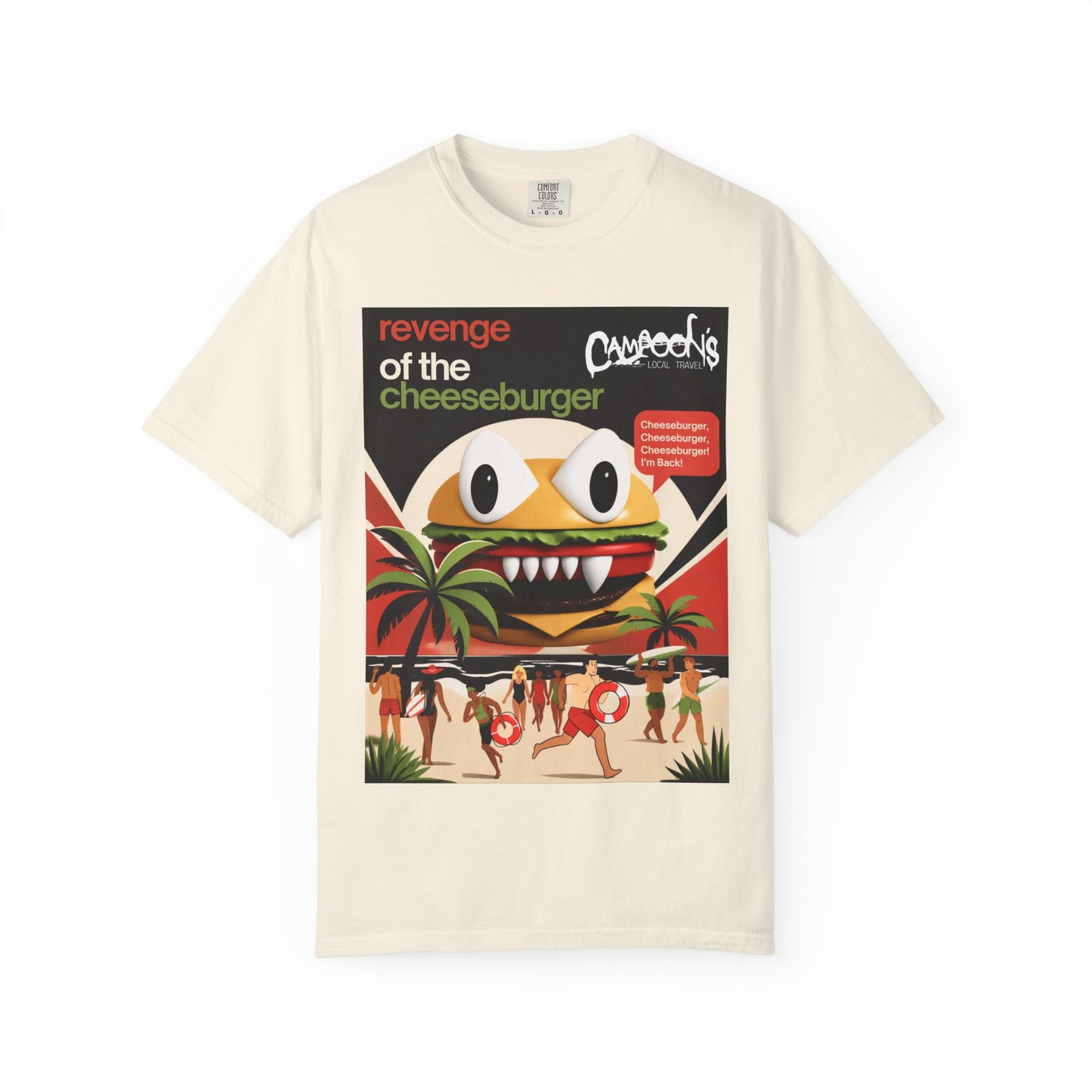 Revenge of the Cheeseburger T-Shirt – Retro Beach Monster Graphic Tee