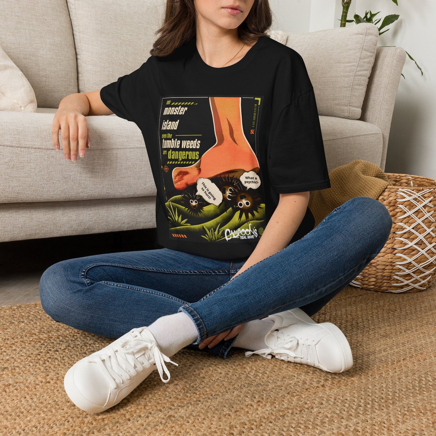 Monster Island T‑Shirt — Retro Horror 'Tumble Weeds Are Dangerous' Graphic Tee