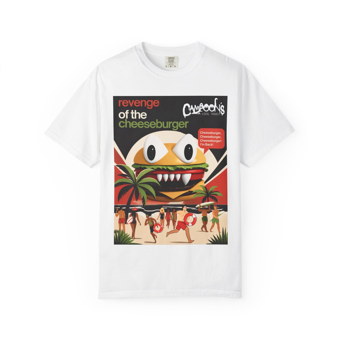 Revenge of the Cheeseburger T-Shirt – Retro Beach Monster Graphic Tee