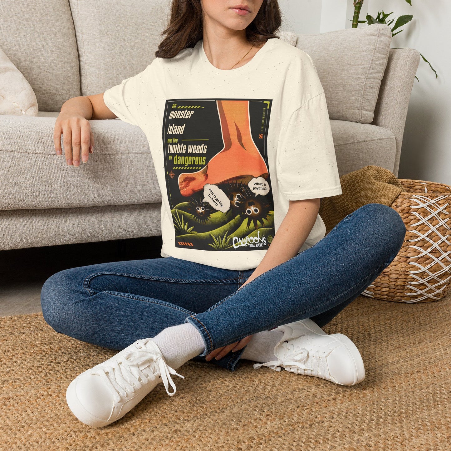 Monster Island T‑Shirt — Retro Horror 'Tumble Weeds Are Dangerous' Graphic Tee
