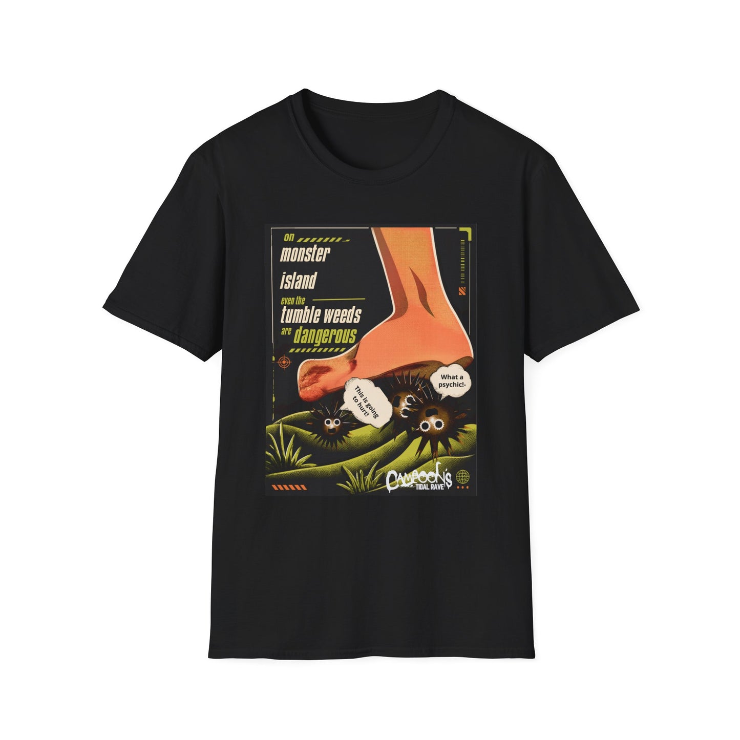 Monster Island T‑Shirt — Retro Horror 'Tumble Weeds Are Dangerous' Graphic Tee