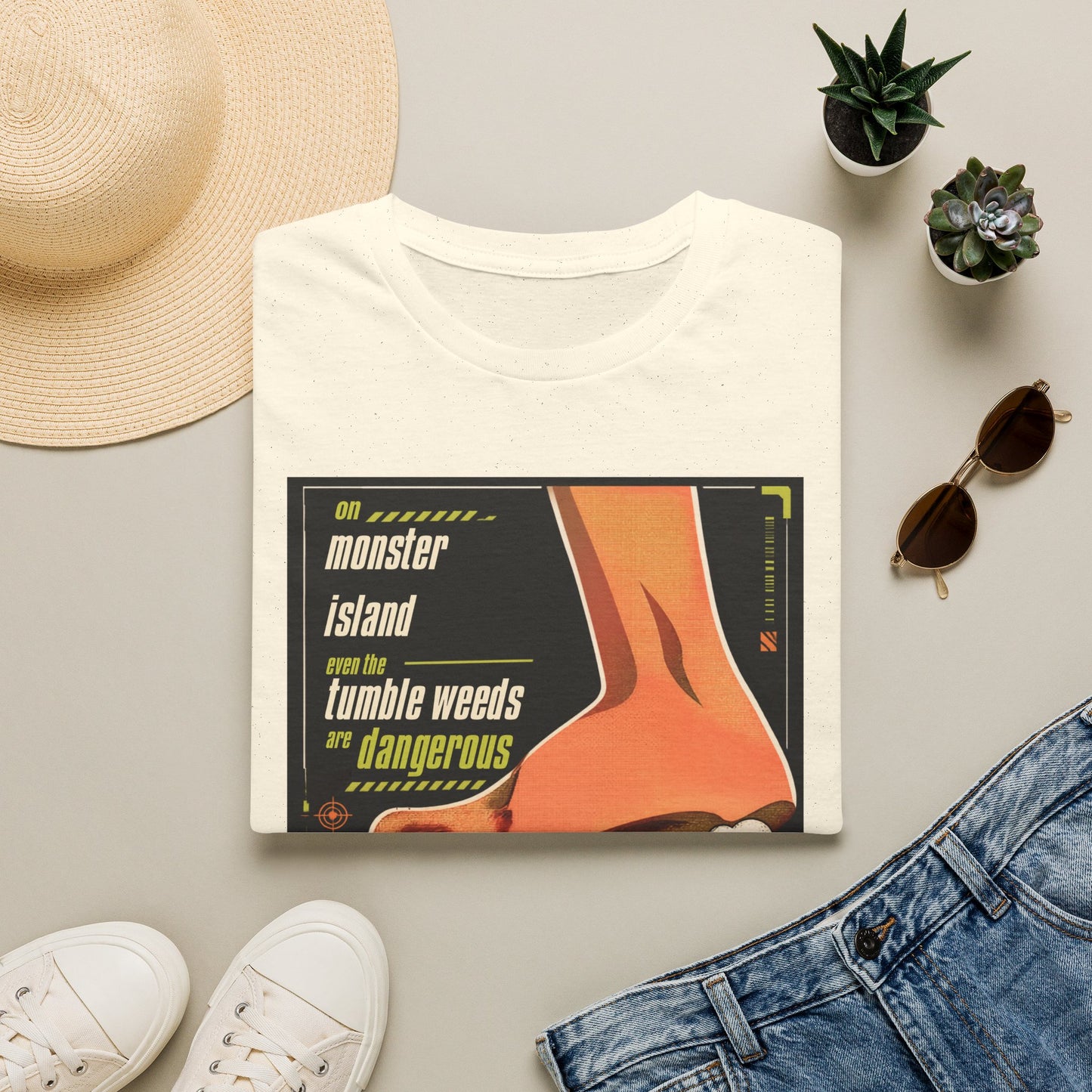 Monster Island T‑Shirt — Retro Horror 'Tumble Weeds Are Dangerous' Graphic Tee