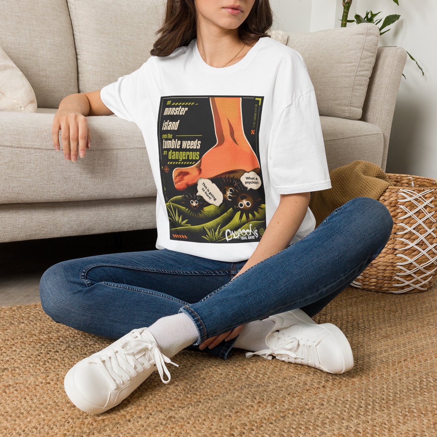 Monster Island T‑Shirt — Retro Horror 'Tumble Weeds Are Dangerous' Graphic Tee