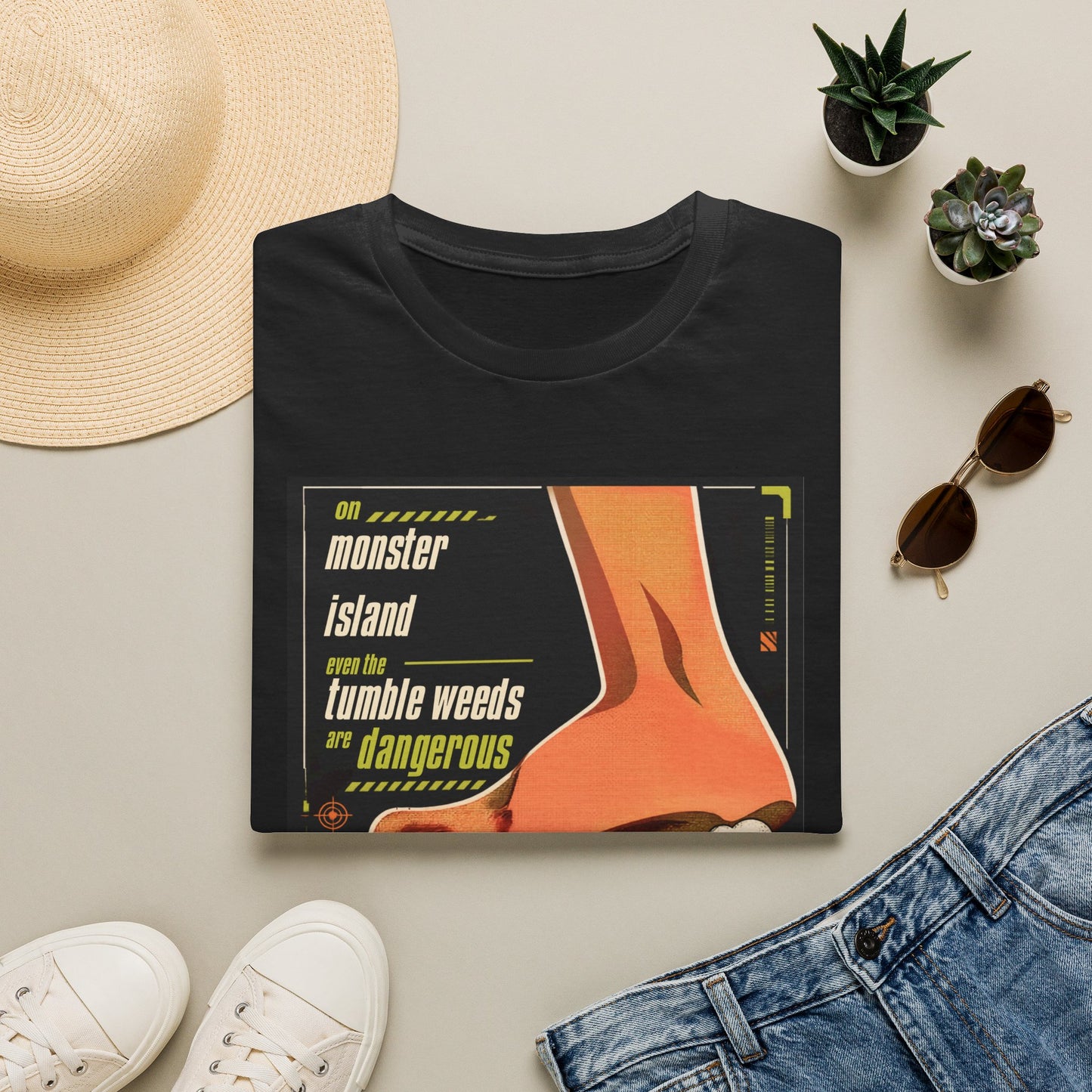 Monster Island T‑Shirt — Retro Horror 'Tumble Weeds Are Dangerous' Graphic Tee