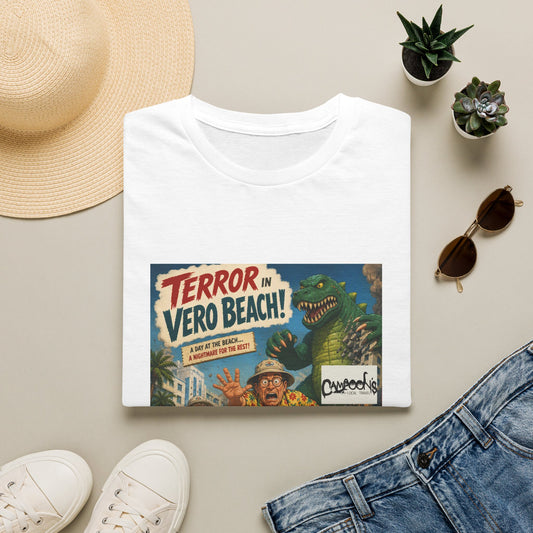 T-Shirt — "Terror in Vero Beach!" Retro Monster Movie Poster Tee