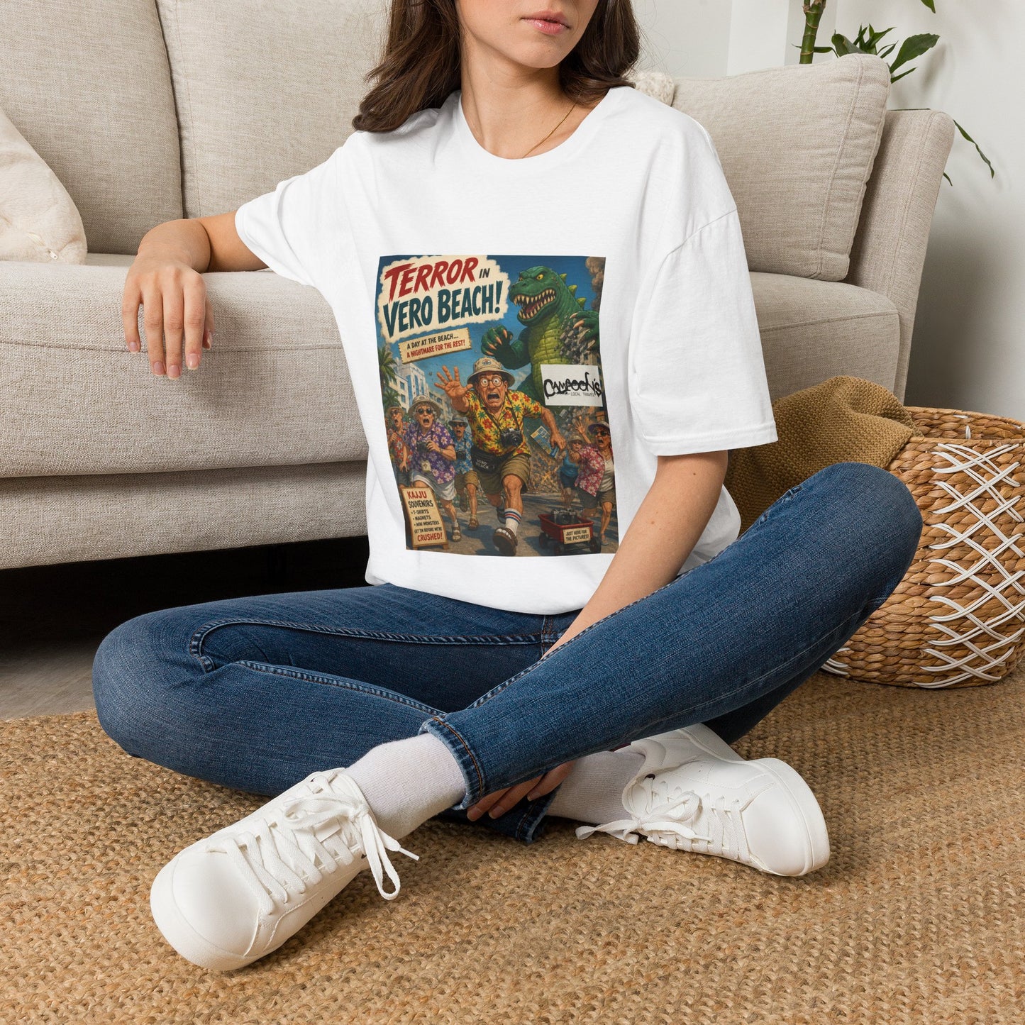 T-Shirt — "Terror in Vero Beach!" Retro Monster Movie Poster Tee
